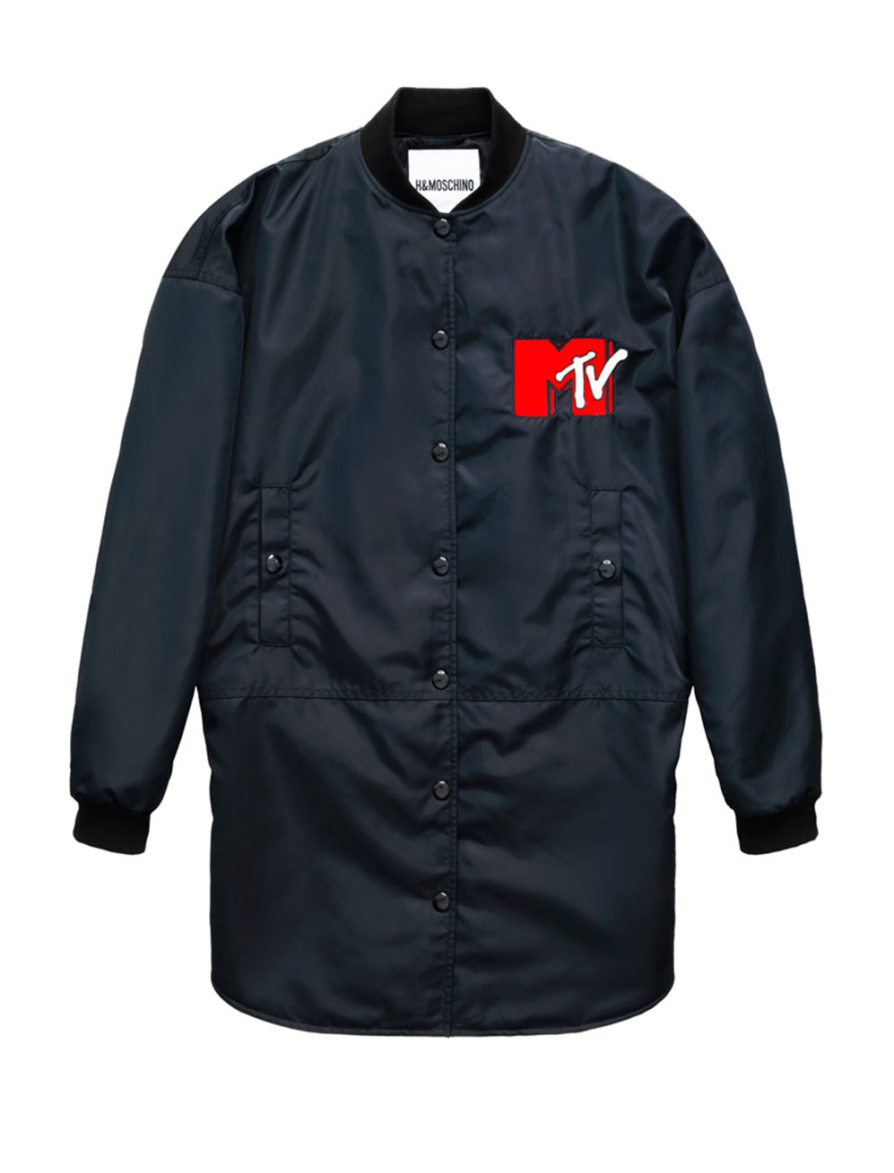 Svart jacka med MTV-motiv H&M x Moschino