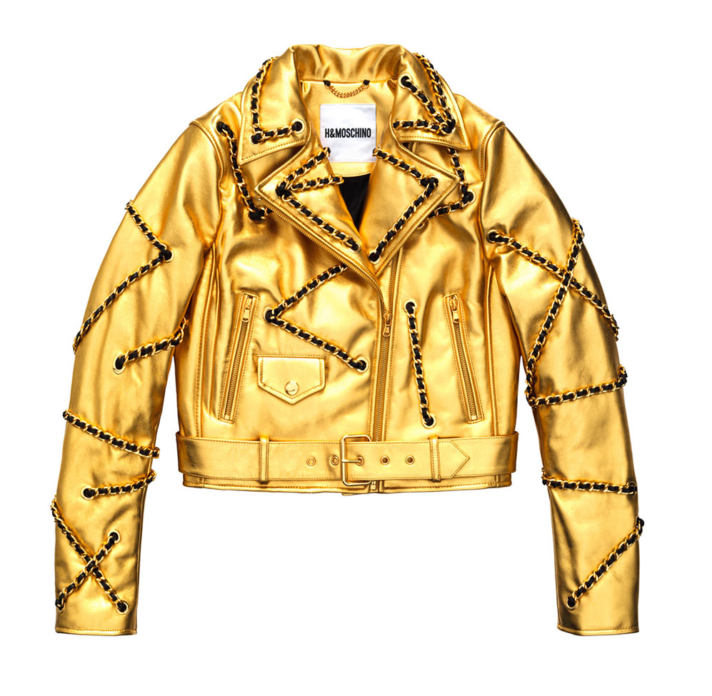 Jacka i guld med kedjor H&M x Moschino