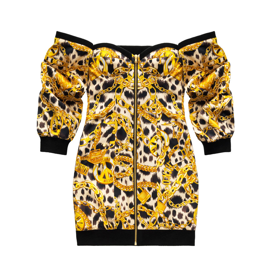 Off shoulder-leopardklänning H&M x Moschino