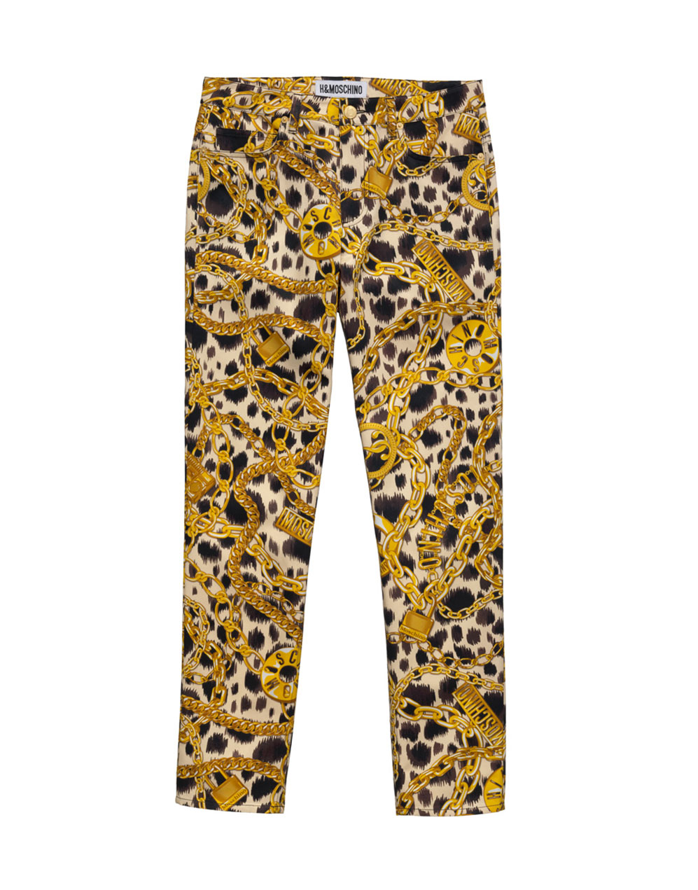 Byxor med leopard- och kedjetyg från H&M x Moschino