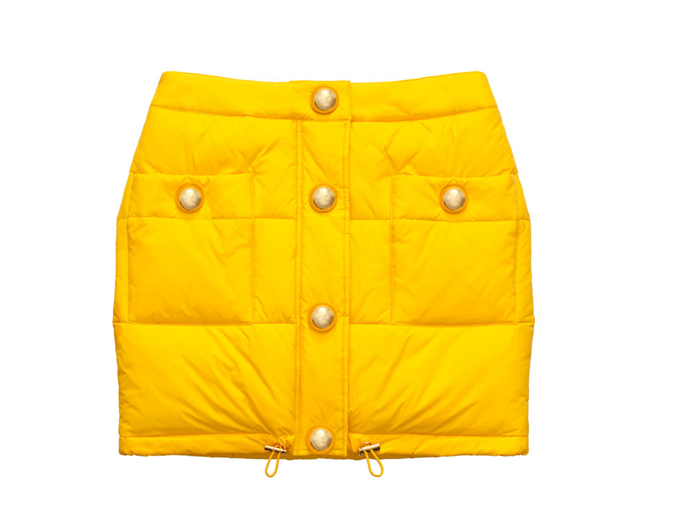 Gul kort kjol med guldiga knappar H&M x Moschino