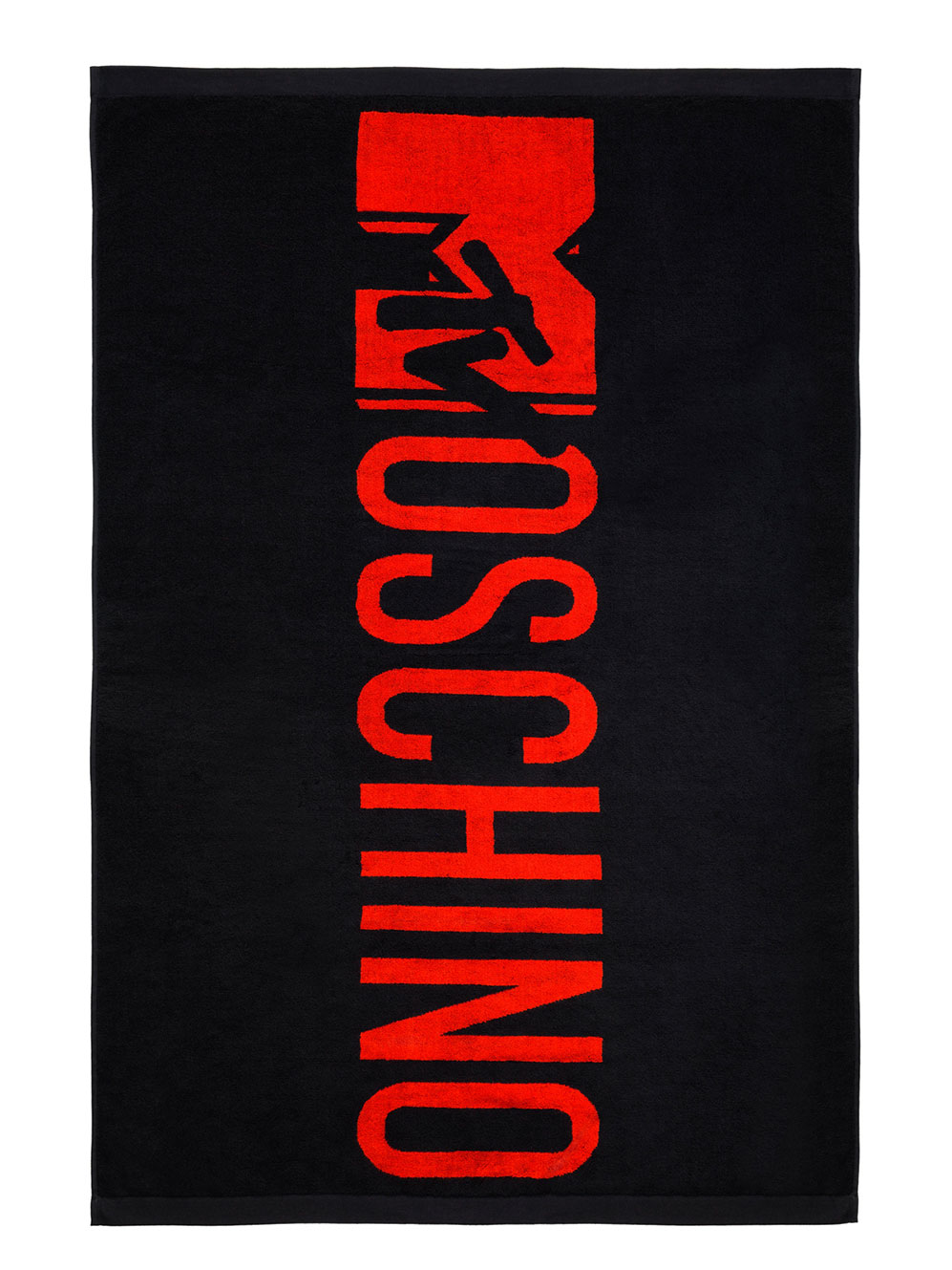 Svart handduk med röd logo H&M x Moschino