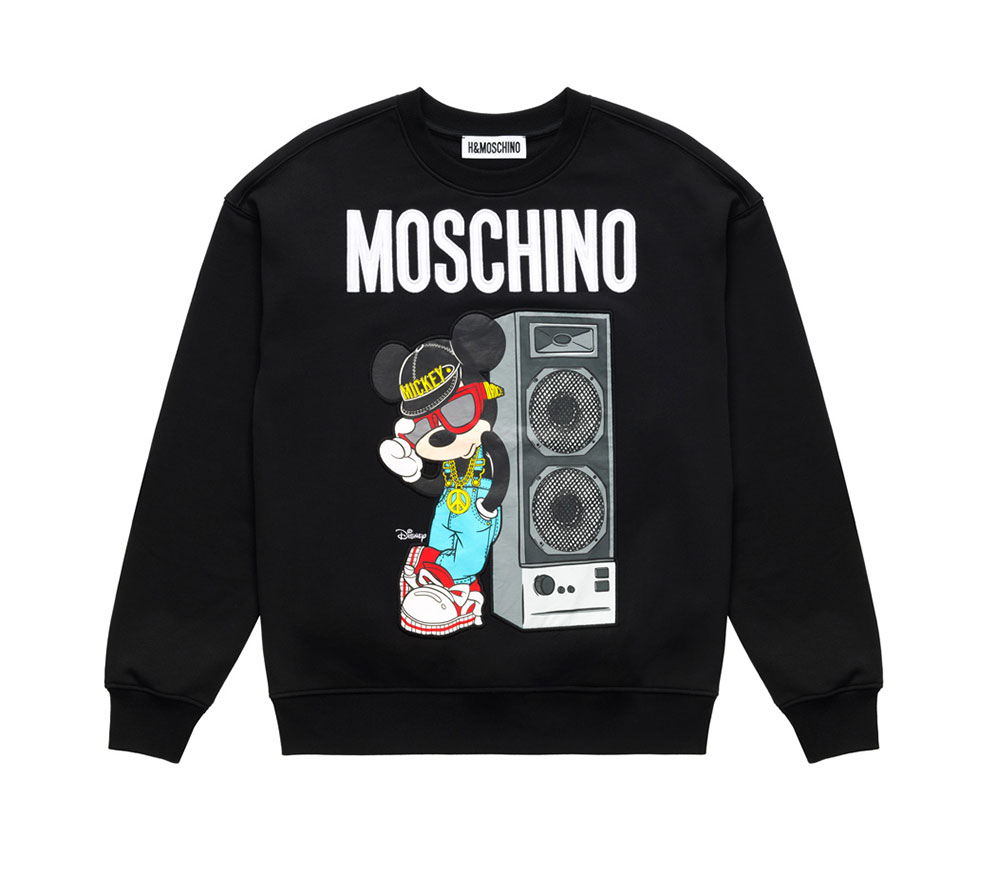 Svart sweatshirt med Musse Pigg Moschino x H&M