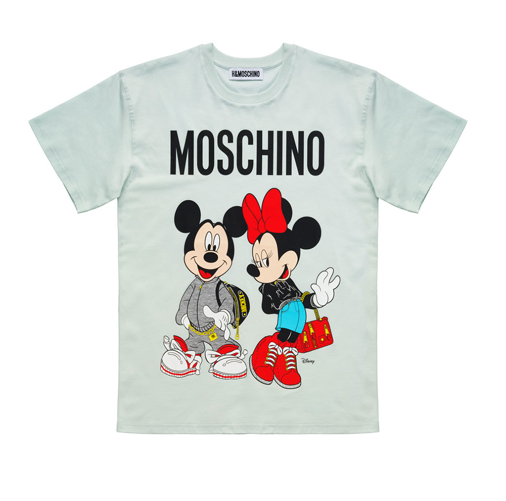 Ljusgrön t-shirt med Musse och Mimmi Pigg Moschino x H&M