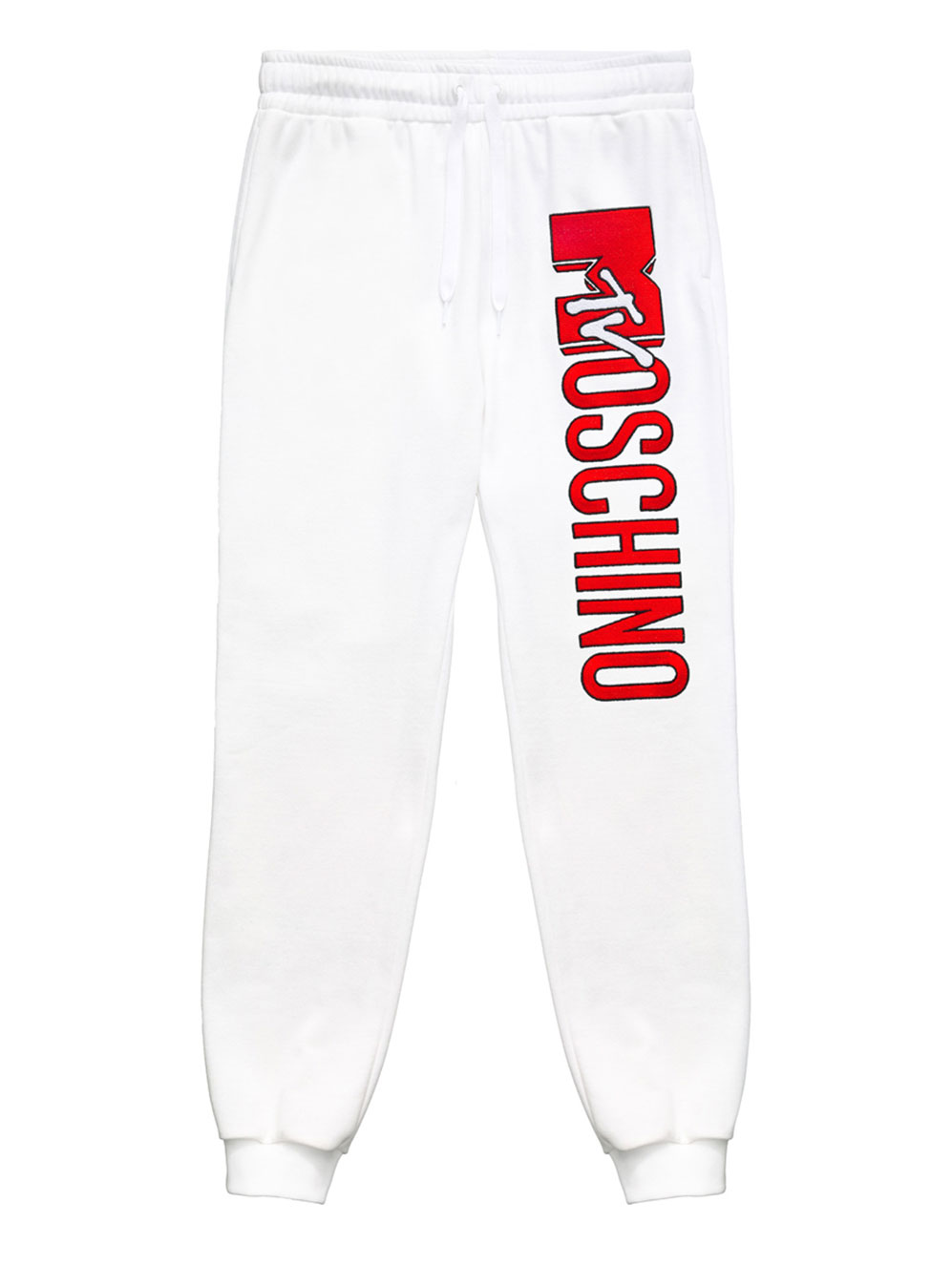 Vita mjukisbyxor med röd logo Moschino x H&M