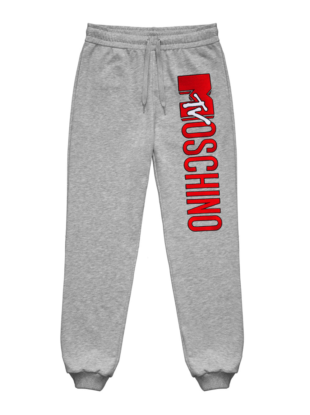 Gråa mjukisbyxor med röd logo Moschino x H&M