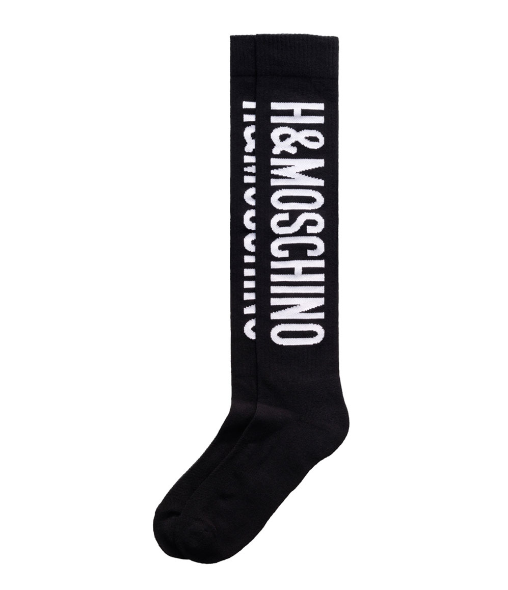 Svarta knästrumpor med vit text Moschino x H&M